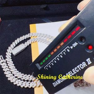 Stylish Women Men smycken halsband 8mm 10mm 2 rader VVS Moissanite Diamond Iced Out Cuban Link Chain