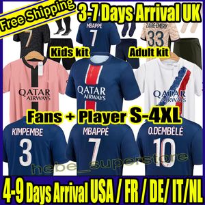 S-4XL 23 24 25 MBAPPE Soccer Jerseys 2023 2024 PsGS MARQUINHOS O.DEMBELE HAKIMI Fourth Maillots de Adults and Kids Football Jersey ZAIRE-EMERY VERRATTI thir...