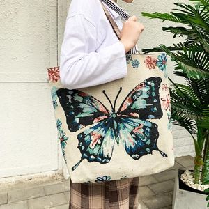 Torba dla kobiet na ramion Butterfly w stylu bohemii na płótnie torebka lekka, swobodna, duża zdolność do zakupów dla dziewczynki