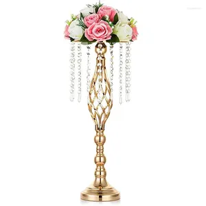 Ljushållare Golden Metal Candlestick Flower Stand Vase Table Centerpiece Event Rack Road Lead Wedding Decor