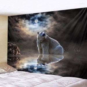 Taquestres Sky Sky Animal Animal Tapestry Urso de Swan Dream Arte da parede pendurada em casa decoração de praia Toalha de ioga Tonela de mesa