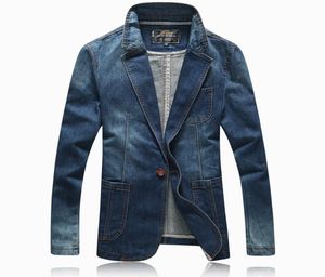 Intero 2016 Spring Autumn Casual Blazer Men Tidal Curreno Maschio Slim Fit Denim Stume Single Button Coat Light Bl2930256