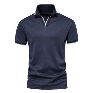 Aiopeson v szyja koszule dla mężczyzn solidny kolor Klasyczne męskie polo letnią koszulę 240507