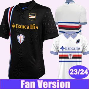23 24 Sampdoria Mens fotbollströjor Vieira de Luca Verre Murru Leoni Benedetti Darboe Away White 3rd Black Football Shirts Adult Uniforms