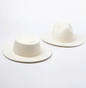 Frauen 100 Wolle Filzhüte weiß breite Krempe Fedoras für Hochzeitsfeier Kirchenhüte Schweinekuchen Fedora Hut Floppy Derby Triby Hats Base4468500