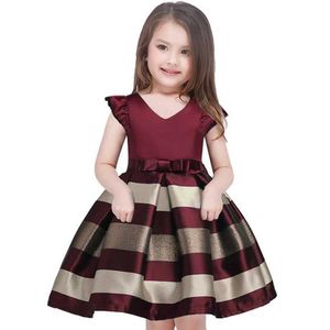 Mädchenkleider Baby Mädchen gestreiftes Kleid Mädchen formelle Hochzeitsfeierkleid Kinder Prinzessin Weihnachtskleid Kinderkleidung D240520