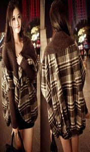 Plus size women039s Roupa Batwing manta de lã Poncho Cape Casaco Ladies Lã solta jaqueta de inverno de inverno 9730923
