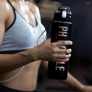 Бутылки с водой спортивные бутылки с градиентом соломы Маркируя утечка утечки без BPA пить для фитнеса