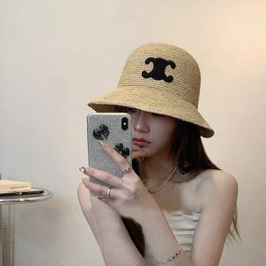Strand halm hatt hink hattar för kvinnor designer möss