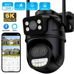 Wireless Camera Kits Outdoor 6K 12MP WiFi IP camera with 8X optical zoom three lens dual screen monitoring 4K 8MP dual video CCTV security camera J240518