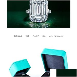 Jewelry Boxes Creative Blue Pu Leather Diamond Ring Box Proposal Pendant Necklace Gift Boxbrand Packaging 230621 Drop Delivery Packing Dhnsv