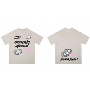 メンズTシャツ夏の新しい壊れた惑星特大ティーY2KハラジュクレタースカルプリントグラフィックTシャツ男性ストリートトレンドカップルルーズトップ