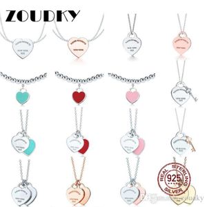 Dorapang 100% 925 Sterling Silver Necklace Pendant Fashion Heart Bead Chain Pendant Rose Gold and Gold Selection for Women Gift 221s