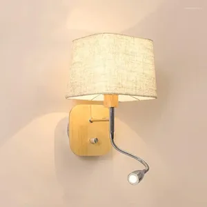 Настенные лампы современные деревянные светодиодные лампы для чтения ткани