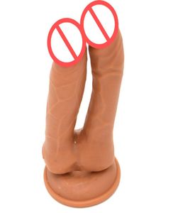 Realistische Doppel -Dildos -Saugnapf -Tasse gefälschter Penis echtes Gefühl Big Dick Anal Sex Toys für Lesben Frauen6626697