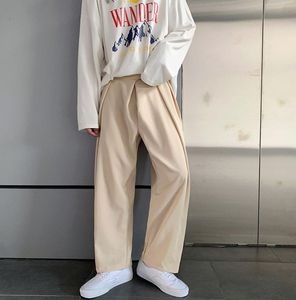 Korean Straight Wideleg Pants Men039s Fashion Solid Color Business Casual Dress Pants Mens Loose Social Men Suit Pants M2XL4059796