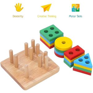 Outros Toys Montessori Classificação de madeira e empilhamento de brinquedos Educação e aprendizagem Reconhecimento de cores do jardim de colorido