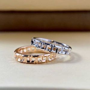 Marka projektanta podwójna pierścień 925 Sterling Silver Splated 18K Goldie Family wąski rzymski gładki pusta kobieta