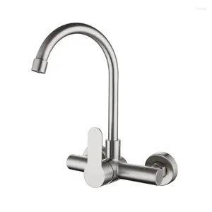 Kitchen Faucets Faucet Sprayer Stainless Steel Double Hole Wall Mount Cold And Balcony Rotating Torneiras De Cozinha Batidora