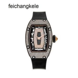 Richamills Watch Miles Uhren Womens Mechanical Richads Richa Rose Gold Carbon TPT Diamond Set RM0701