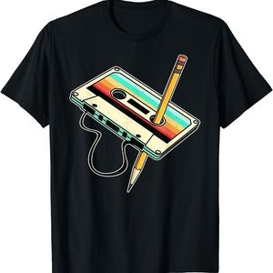 Cassetta 80S Cassetta Pencil anni '80 Retro Vintage Thirtback Music Tshirt Maglietta per abbigliamento Camisetas 240506