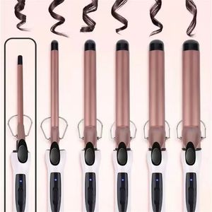 1 st 9mm 1m 22mm Professional Gold Electric Hair Curler Curling Iron Waver Pear Flower Cone Wand Styling Tool 2 240506