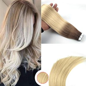 Taśma w przedłużeniu włosów ludzkie włosy Ombre Color 6 Fading to 613 Hair Extensions w płynnej 40 sztukach taśmę dwustronną 100 gramów