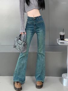 Jeans femininos elegantes Mulher larada com cintura baixa Y2K CULTO DE CORDONE DE CORDONS VINTAGETE FLIT JEAN FEMAN feminina Corte de botas