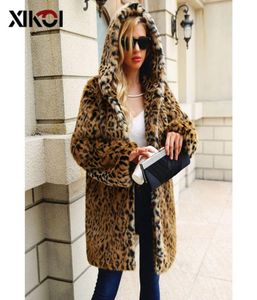 XIKOI High Quality Luxury Faux Fur Coat For Women Coat Winter Warm Fashion Leopard Artificial fur Fluffy Women039s Coats Jacket8156771