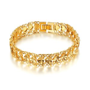 سوار الشرير 12 مم 14 كيلو الذهب مكتنزة بسلسلة القلب أساور المعصم للرجال للنساء أزياء المجوهرات براسليت 2024