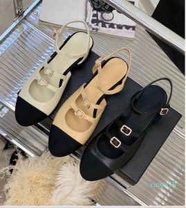 2024 Women's Summer Outwear Heels Basse Fashion Versatile One Belt Style British Style