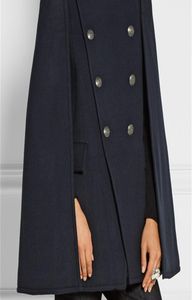 UK Fall Winter Newest Runway Designer Women Oversized Wool Poncho Navy Cape Coat Female Cloak manteau femme abrigos mujer Y2010128395695
