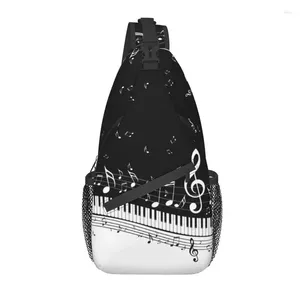 Backpack Piano Key Sling Chest Bag Custom Pianist Music Notes Shoulder Crossbody For Men Cycling Camping Daypack
