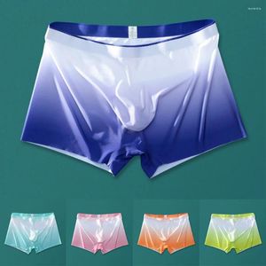 Underpants Uomini elastico Sheer Ice Boxer Slievi Prospettive comodi Shorts traspiranti con shortwear mobili sexy cuscinetti di rigonfiamento sexy mutandine