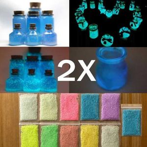 LED TOYS 2X Färgglada fluorescerande superlaminös partikel Lysande pigment Ljusa lysande strandglas i mörkret Barn Diy Toys S24