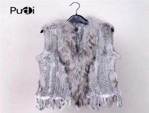 28 Colors Women Genuine Real Rabbit Fur Vest Coat Tassels Raccoon Fur Collar Jacket Waistcoat Whole Drop VR032 2109272376147