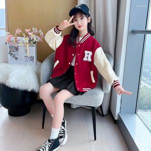 Jackets Girl Top 2024 Frühling Herbst koreanische Fashion Style Patchwork Baseball Uniform Baby Langschläfe Strickjacke Kinder Oberbekleidung