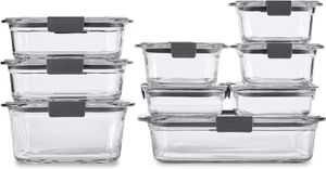 Storage Bottles Brilliance Glass Set Of 9 Food Containers With Lids (18 Pieces Total) Assorted Clear