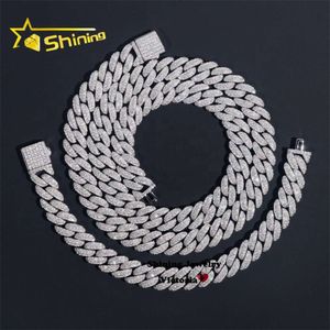 Pass Diamond Tester VVS D Color Moissanite Iced Out Hip Hop 10MM Cuban Link Chain Necklace