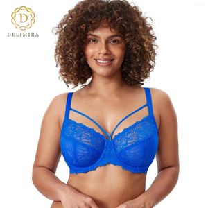 Bras Delimira Damskie Minimalizer Minimalizer Pełne pokrycie bez Losu Lace Lace Bra Transpare B-K Cups