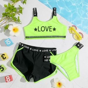 Young Girls Swimsuits Trunks Fashion Kids Swimwears Children Swimsuit Summer Trunks Style Beach Pool Sport Bathing Three Pieces Swimsuit