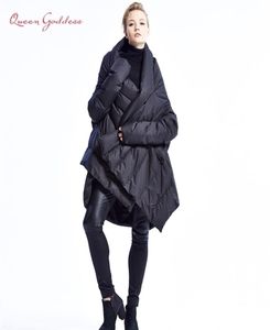 New Fashion Women039s Down Jacket Cloaks European Designer Asymmetric Length Winter Coat Female Parkas plus size outwear 2011254118265