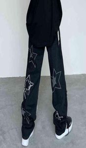 Y2K Jeans Men Star Printed Byxor Autumn New Korean Fashion Gothic High Street Style Loose Slim Straight Wideleg Pants G5060235