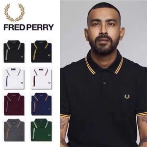 Herrpolos Fred Perry Mens Polo Shirt 2023 Summer Casual Short Sleeve Wheat Ear broderad Polo Collar Cotton T