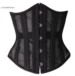 22 Steel Boned Breathable Mesh Body Shaper Underbust Waist Trainer Corsets and Bustiers Cincher Corset for women8295965