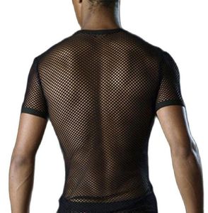 Magliette Men039s maschi sexy a maglietta super sottile a maglietta corta a maniche corta prospettiva top maglietta biancheria intima traspirante vedi th3377746