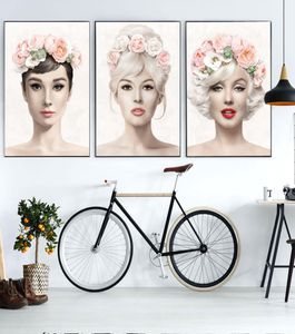 3 Panels Audrey Hepburn Marilyn Posters & Prints Wall Art Canvas Oil Painting Fashion Wall Pictures Mural for Bedroom Home Decor4492868