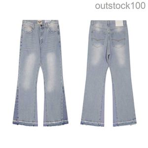 Calças de gallerdeptt Designer para homens de alta qualidade Logotipo de letra sólida Trendy Brand New Basic Micro Blue Spliced Jeans Palntas versáteis