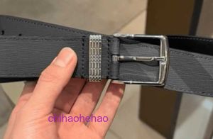 Designer Borbaroy belt fashion buckle genuine leather Grey Silver Plaid Belt 3 5cm Mens Belt Minimalist