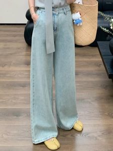 Women's Jeans Classic Blue Flare Women Vintage High Waist Wide Leg Full Length Denim Pants Spring Summer 2024